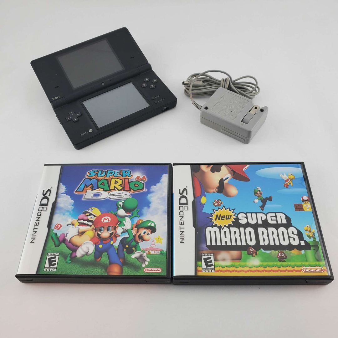Nintendo DS Lite Console: Super Mario 64 DS, New Super Mario Bros - Black (Retro Fam)