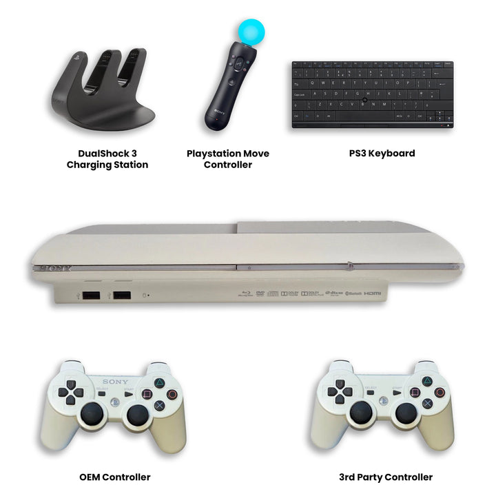 Sony PlayStation 3 Super Slim Console Charging Station, Move Controller, Keyboard and Controllers