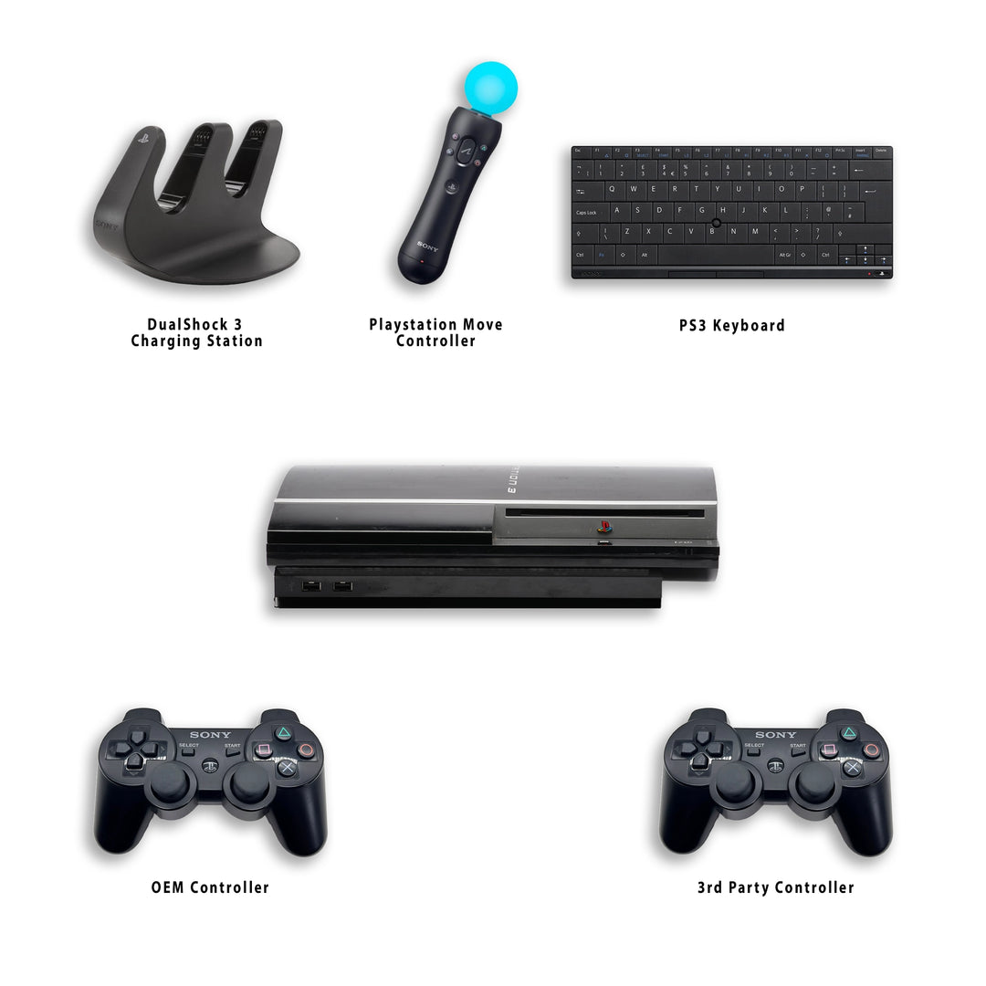 Playstation 3 PS3 Fat Console Charging station, Move Controller, Keyboard and Controllers