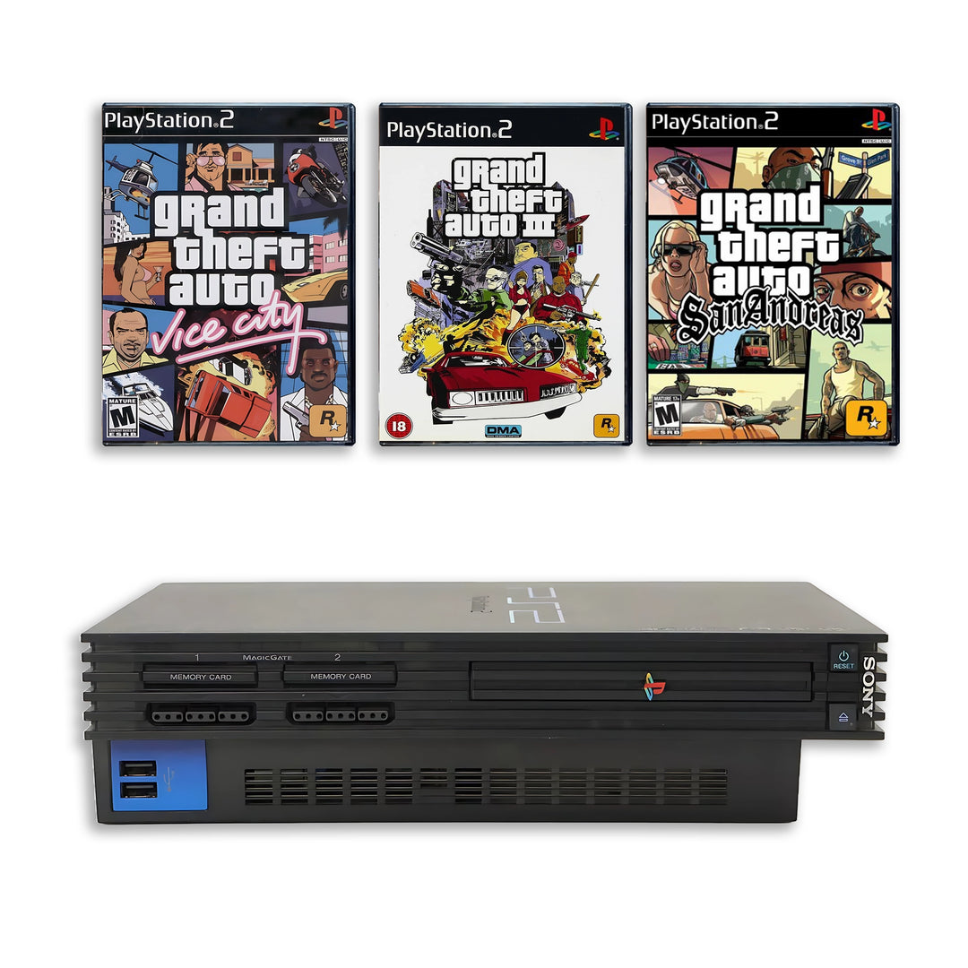 Playstation 2 PS2 Console Bundle: Grand Theft Auto 3, Vice City & San Andreas
