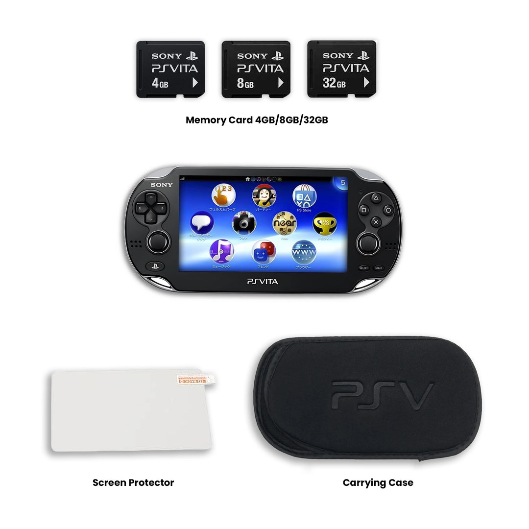 PS Vita 1000 Console Memory Cad, Screen Protector, and Carrying Case