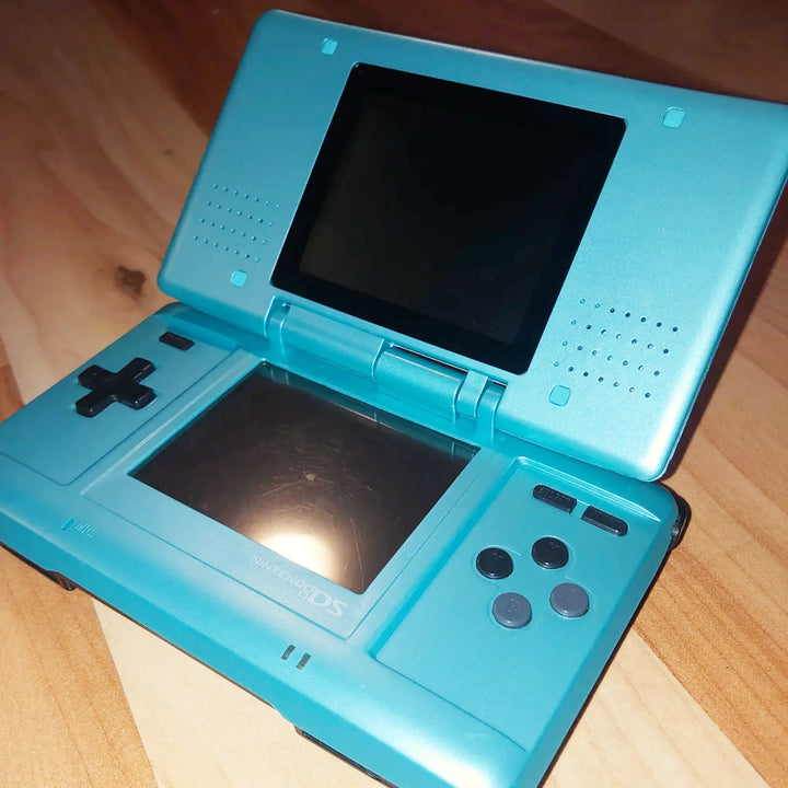 Nintendo DS Original Console Turquoise Blue FrontSide With Side Angel