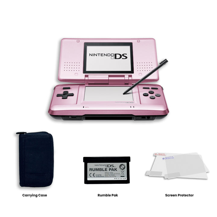 Nintendo DS Original Console Candy Pink Carrying Case, Rumble Pak and Screen Protector