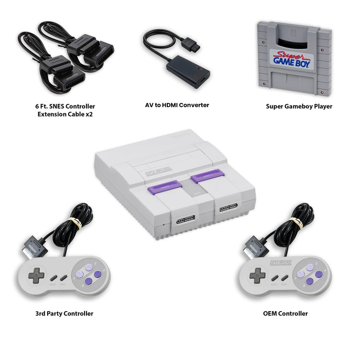 Super Nintendo Entertainment System SNES Console With Controllers, Cable, and Converter