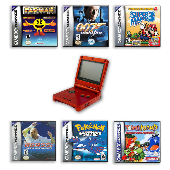 Gameboy Advance (GBA) SP Console Red with Top Games