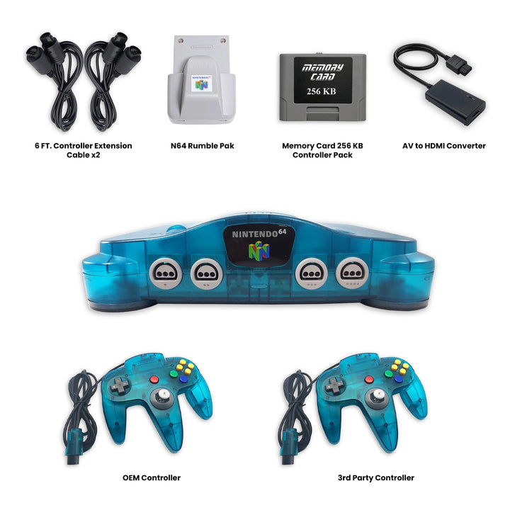 Nintendo 64 N64 Cable,  Rumbelpak, Converter Memory Card and Controllers
