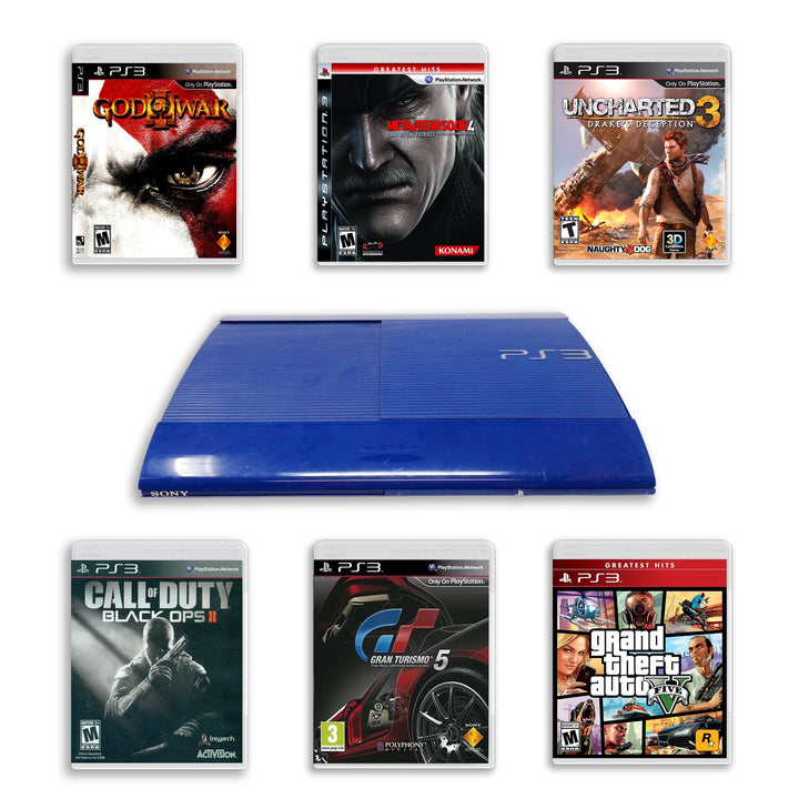 Sony PlayStation 3 Super Slim Console Blue with Top Games