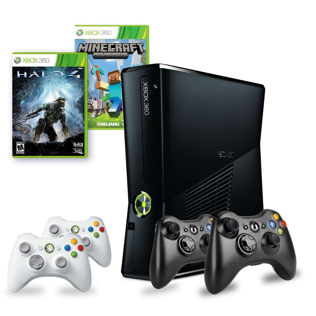 Xbox 360 Slim Console: Minecraft & Halo 4 (Retro Fam)