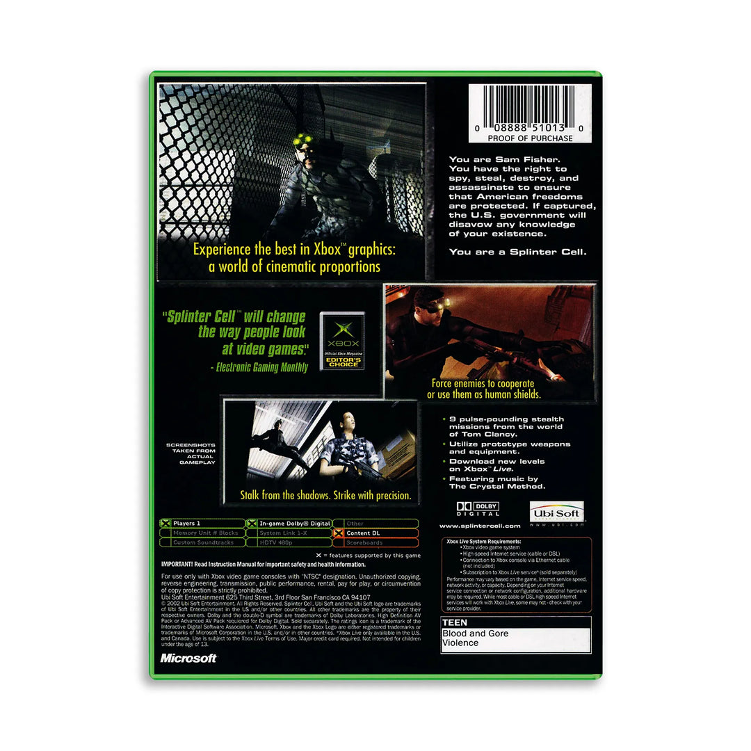 Tom Clancy's Splinter Cell - Xbox Game