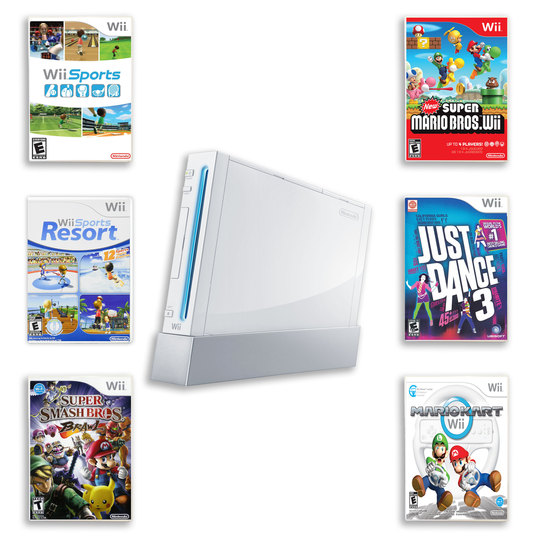 Jeux de plateforme classiques Nintendo Wii – Super Mario Galaxy et Donkey Kong Country Returns – 2 télécommandes, 2 Nunchuks