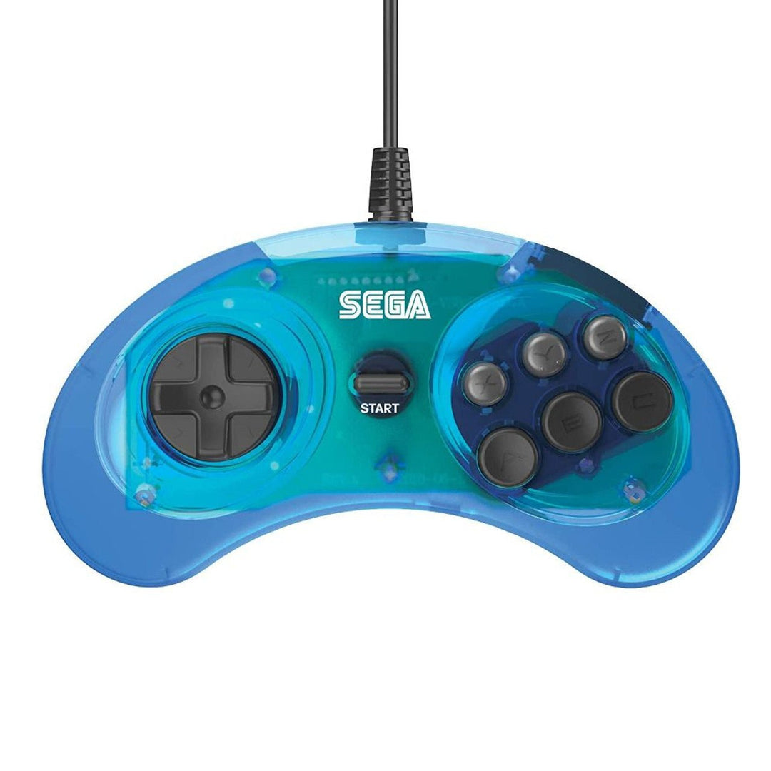 SEGA Genesis 6-button Arcade Original Port Pad Clear Blue (Retro Fam)