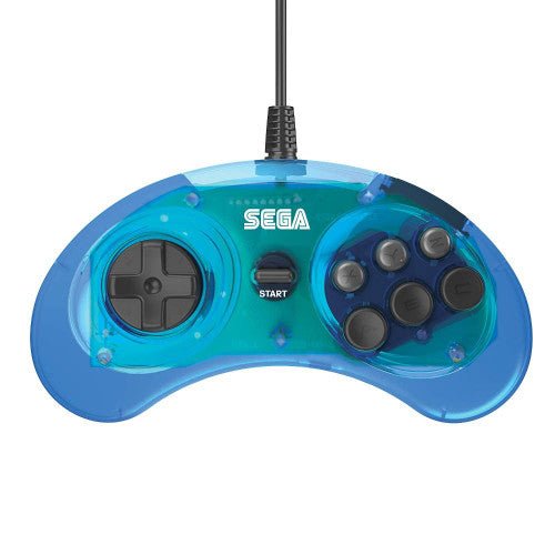 SEGA Genesis 6-button Arcade Original Port Pad Clear Blue (Retro Fam)