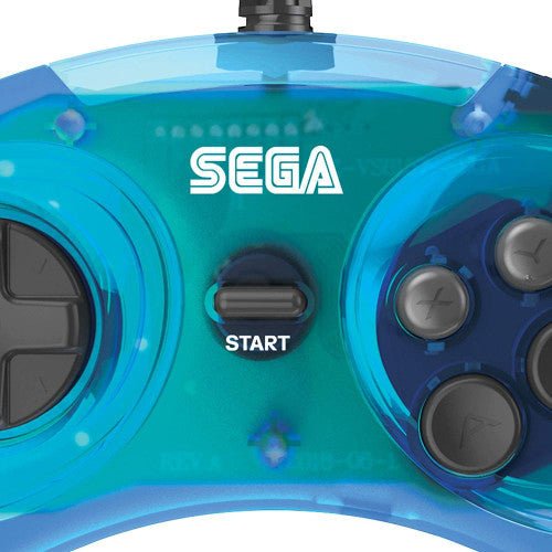 SEGA Genesis 6-button Arcade Original Port Pad Clear Blue (Retro Fam)