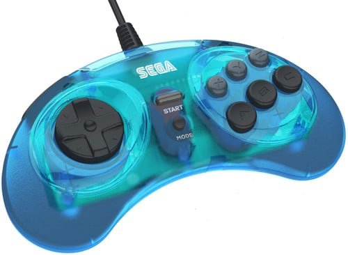 Manette arcade USB SEGA Genesis 8 boutons bleu clair (Retro Fam) - Image 2