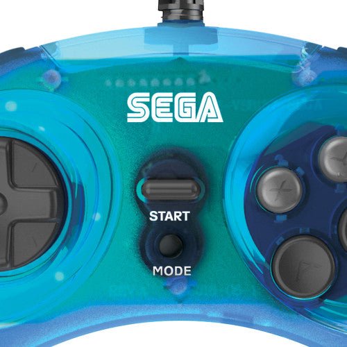 Manette arcade USB SEGA Genesis 8 boutons bleu clair (Retro Fam)