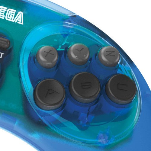 Manette arcade USB SEGA Genesis 8 boutons bleu clair (Retro Fam)