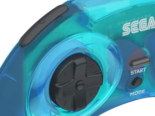 Manette arcade USB SEGA Genesis 8 boutons bleu clair (Retro Fam)