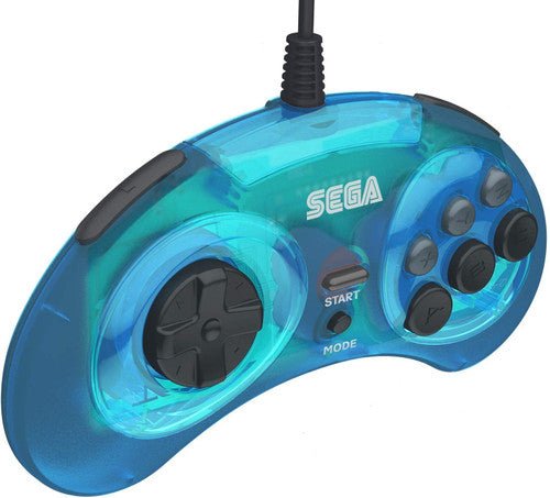 Manette arcade USB SEGA Genesis 8 boutons bleu clair (Retro Fam)