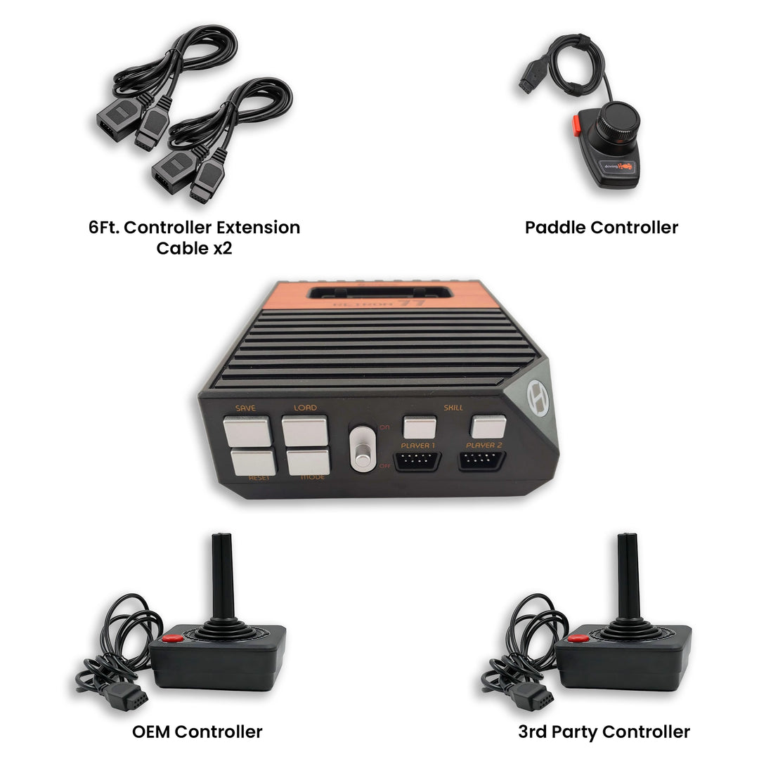 Retron 77 HD Atari 2600 Console Extension Cable, Paddle Controller, OEM controller and Third party Controller