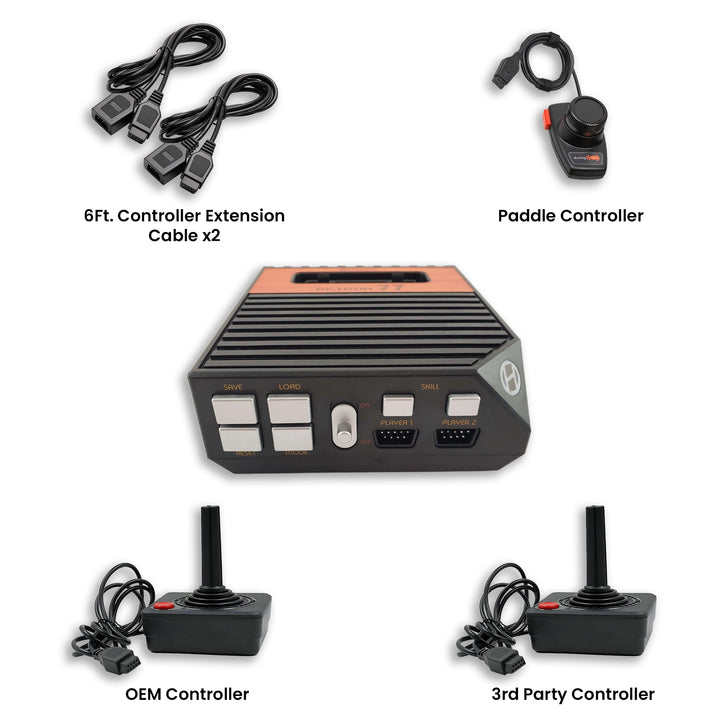 Retron 77 HD Atari 2600 Console Extension Cable, Paddle Controller, OEM controller and Third party Controller