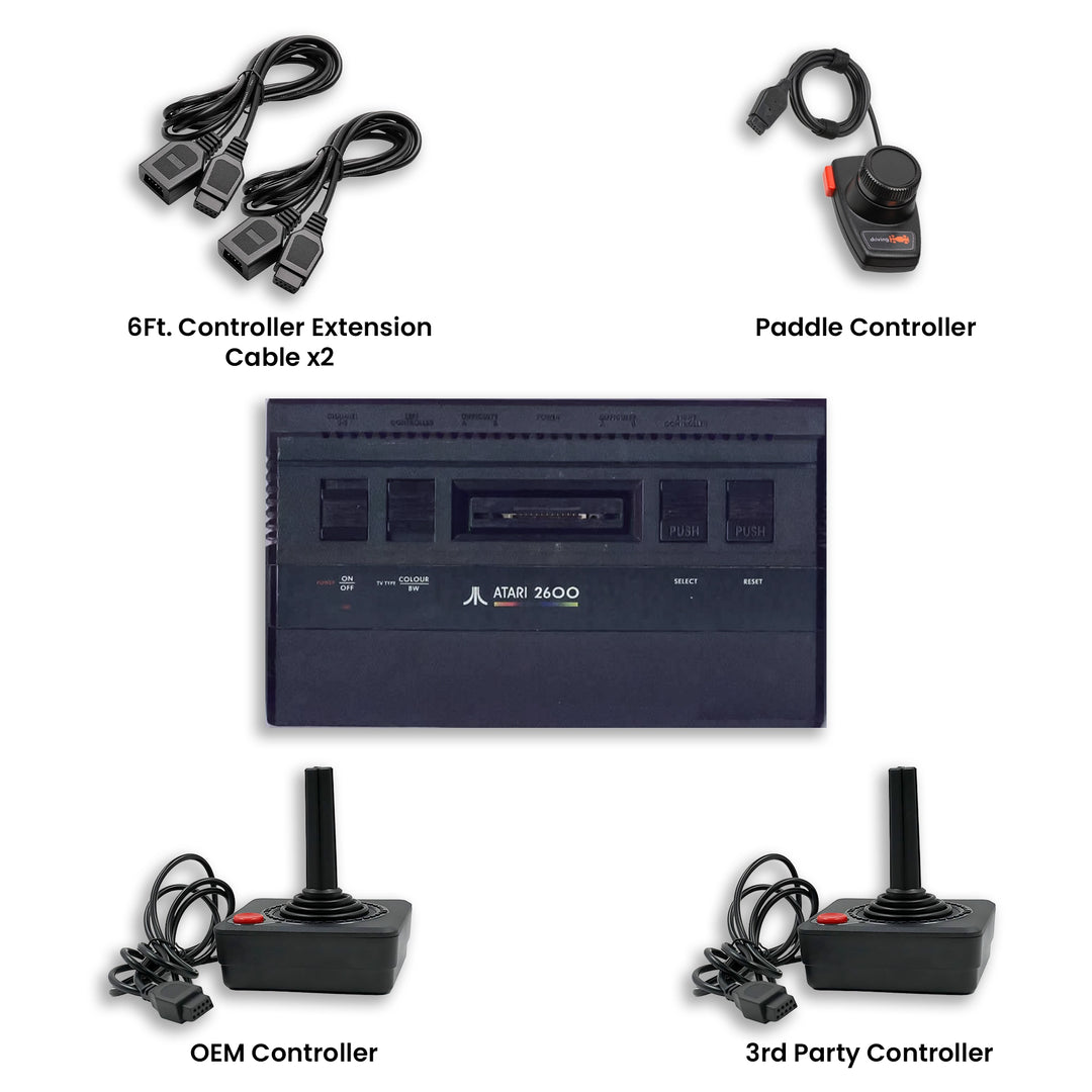 Atari 2600 Junior Console Extension Cable, Paddle Controller, OEM Controller and Third Party Controller