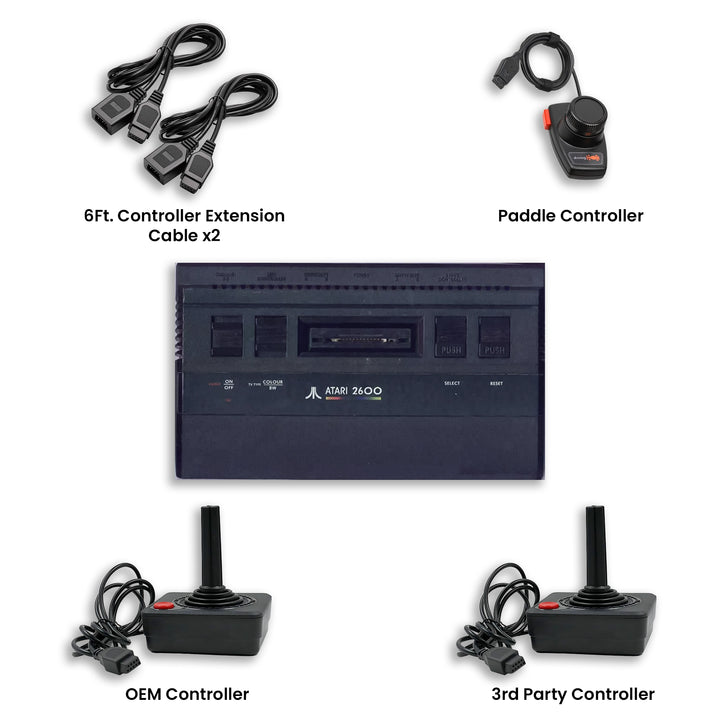 Atari 2600 Junior Console Extension Cable, Paddle Controller, OEM Controller and Third Party Controller