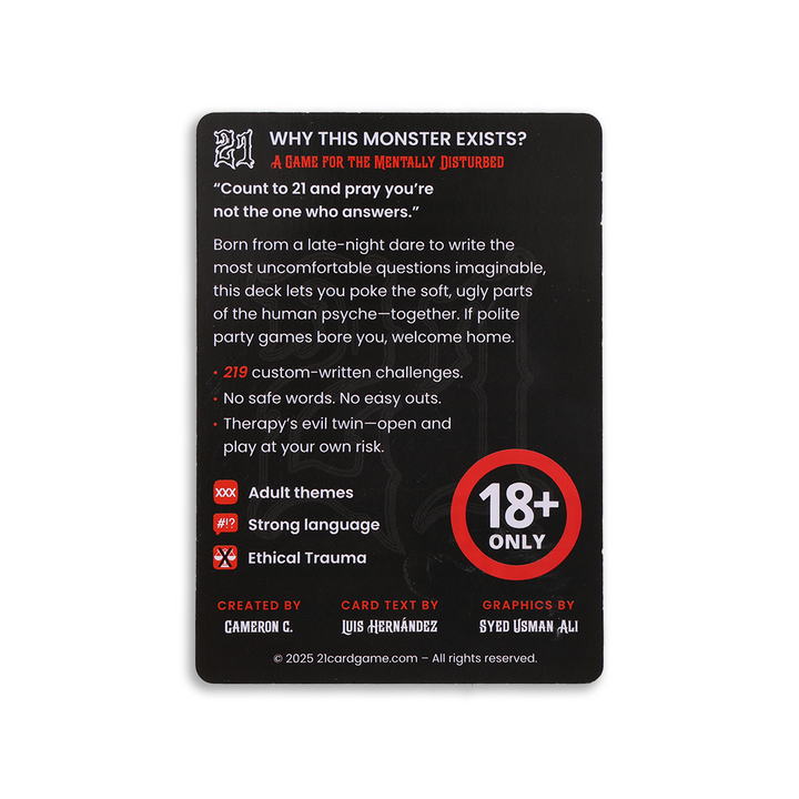 TWENTY-ONE™ – The Ultimate Adult Party Card Game | 225 Fun, Dark & Chaotic Cards