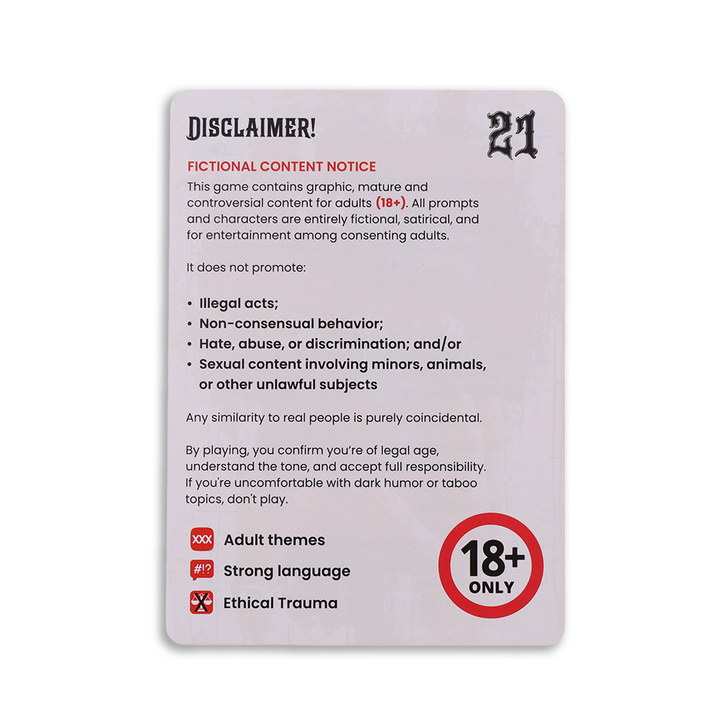 TWENTY-ONE™ – The Ultimate Adult Party Card Game | 225 Fun, Dark & Chaotic Cards