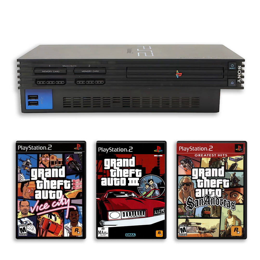 Playstation 2 PS2 Console Bundle: Grand Theft Auto 3, Vice City & San Andreas