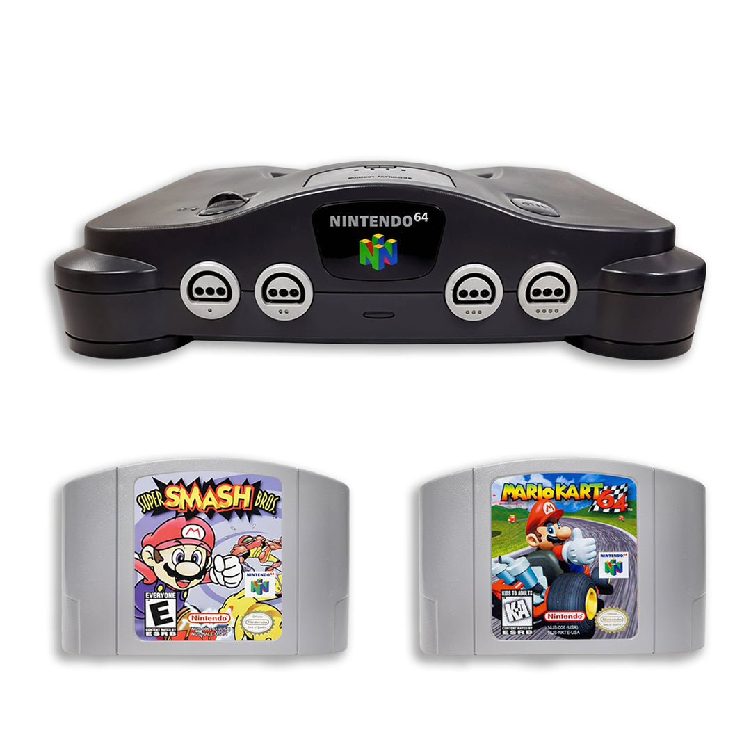 Paquete de consola Nintendo 64 (N64): Super Smash Bros y Mario 64 (Retro Fam)