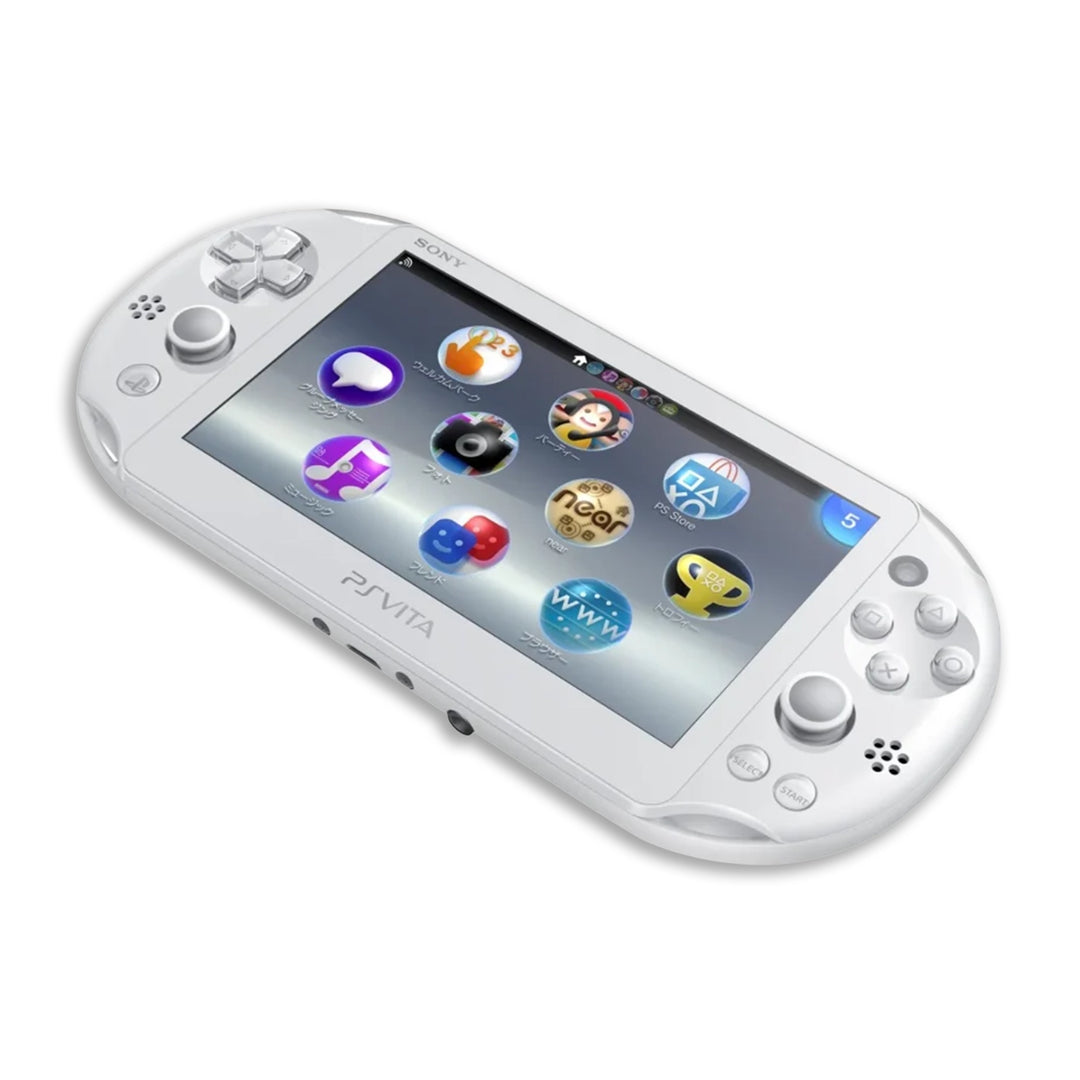 PlayStation Vita 2000 Console Crystal White Top View with Left Angle