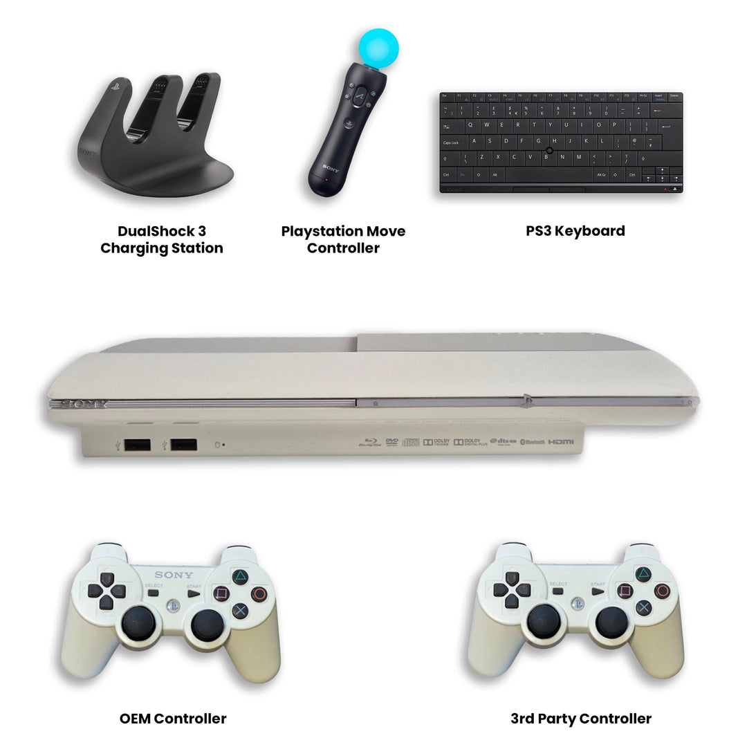 Sony PlayStation 3 Super Slim Console Charging Station, Move Controller, Keyboard and Controllers