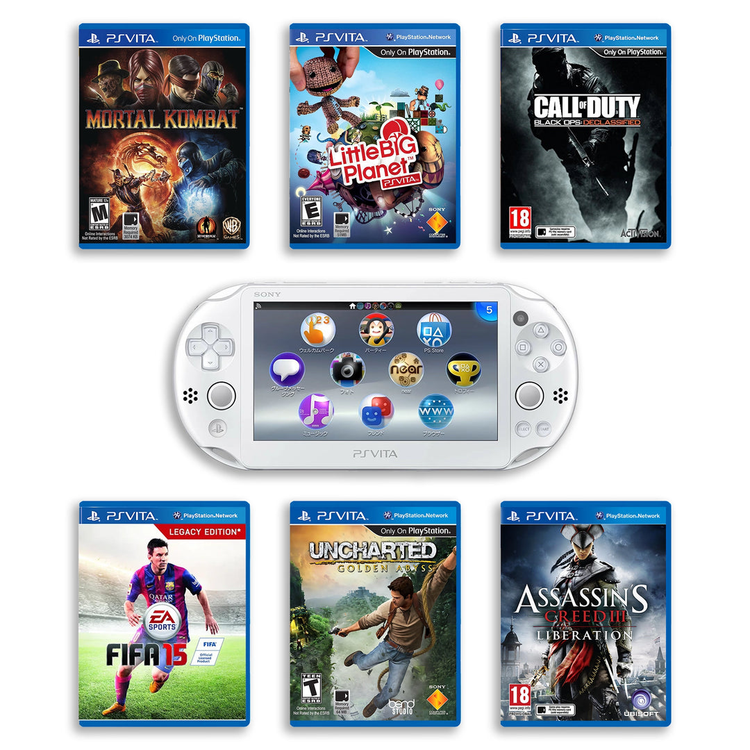 PlayStation Vita 2000 Console Crystal White with Top Games