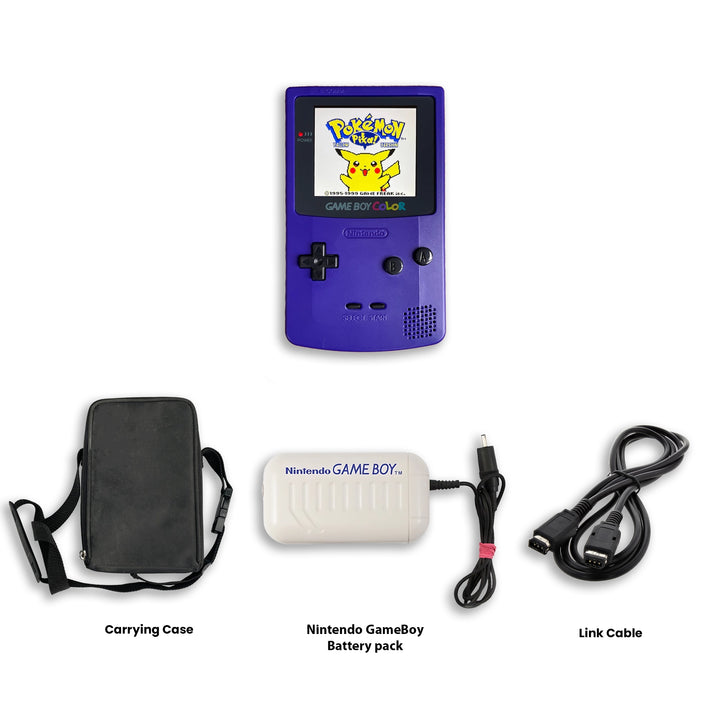 Gameboy Color Console Grape Carrying Case, Battery Pack and Link Cable