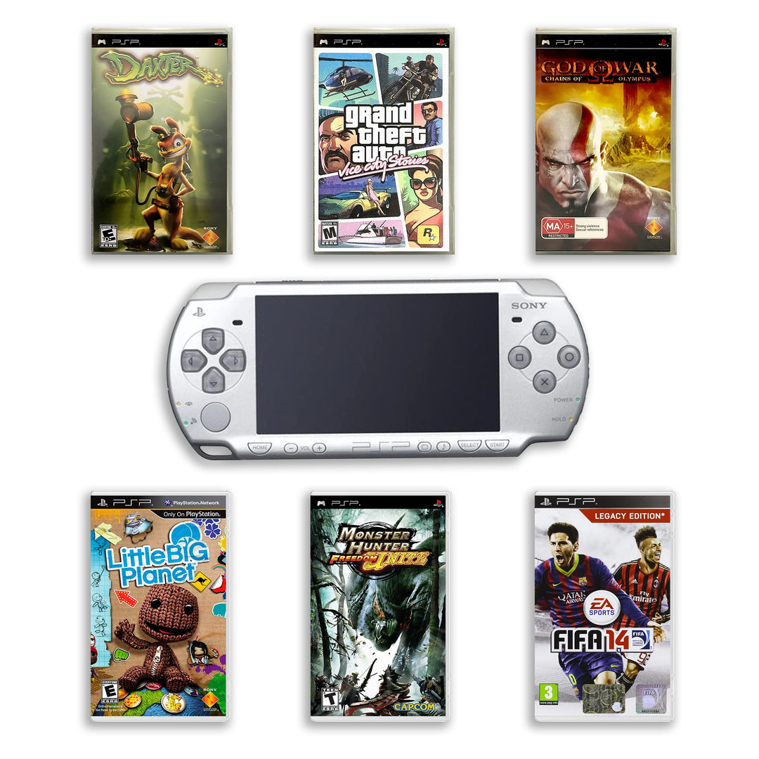 PlayStation Portable PSP 2000 Console Silver with Top Games