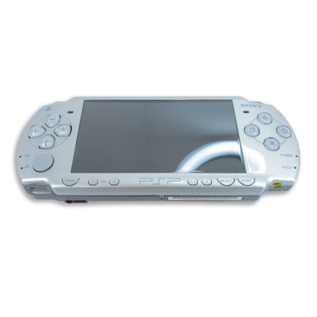 PlayStation Portable PSP 2000 Console Silver Front View with Bottom Angle