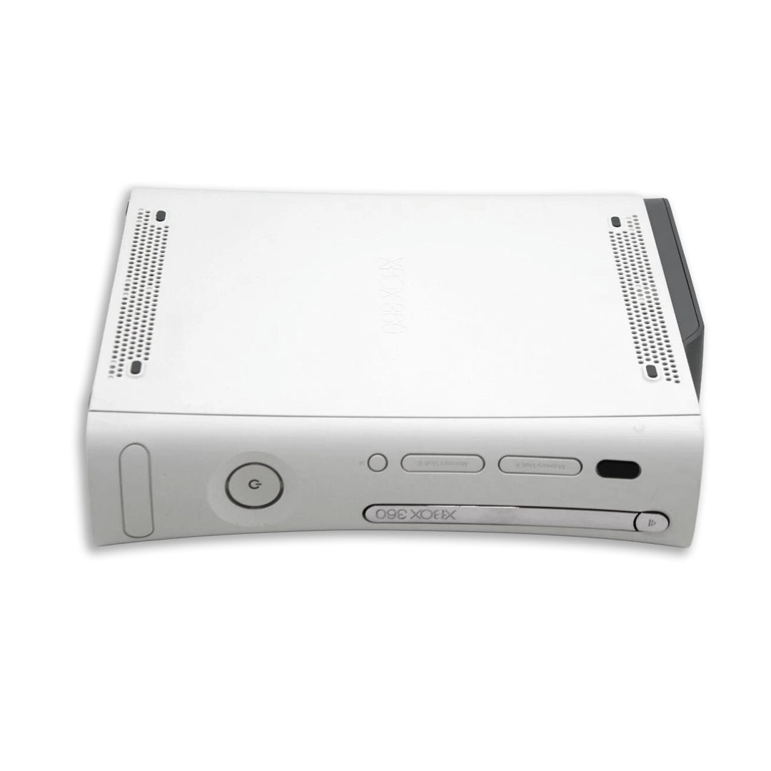 Microsoft Xbox 360 Elite Console White Front View with Top Angle