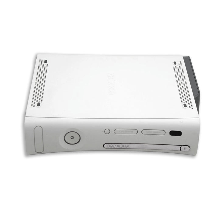 Microsoft Xbox 360 Elite Console White Front View with Top Angle