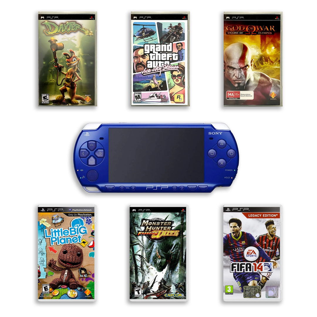 PlayStation Portable PSP 2000 Console Blue with Top Games