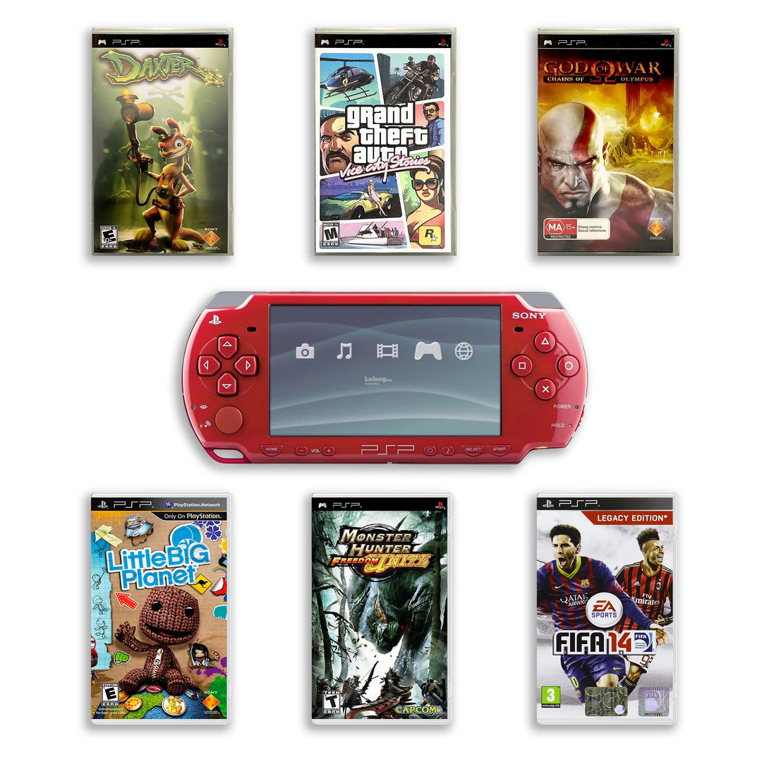 PlayStation Portable PSP 2000 Console Red with Top Games