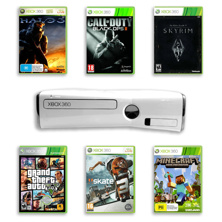 Xbox 360 Model S Console White with Top Games