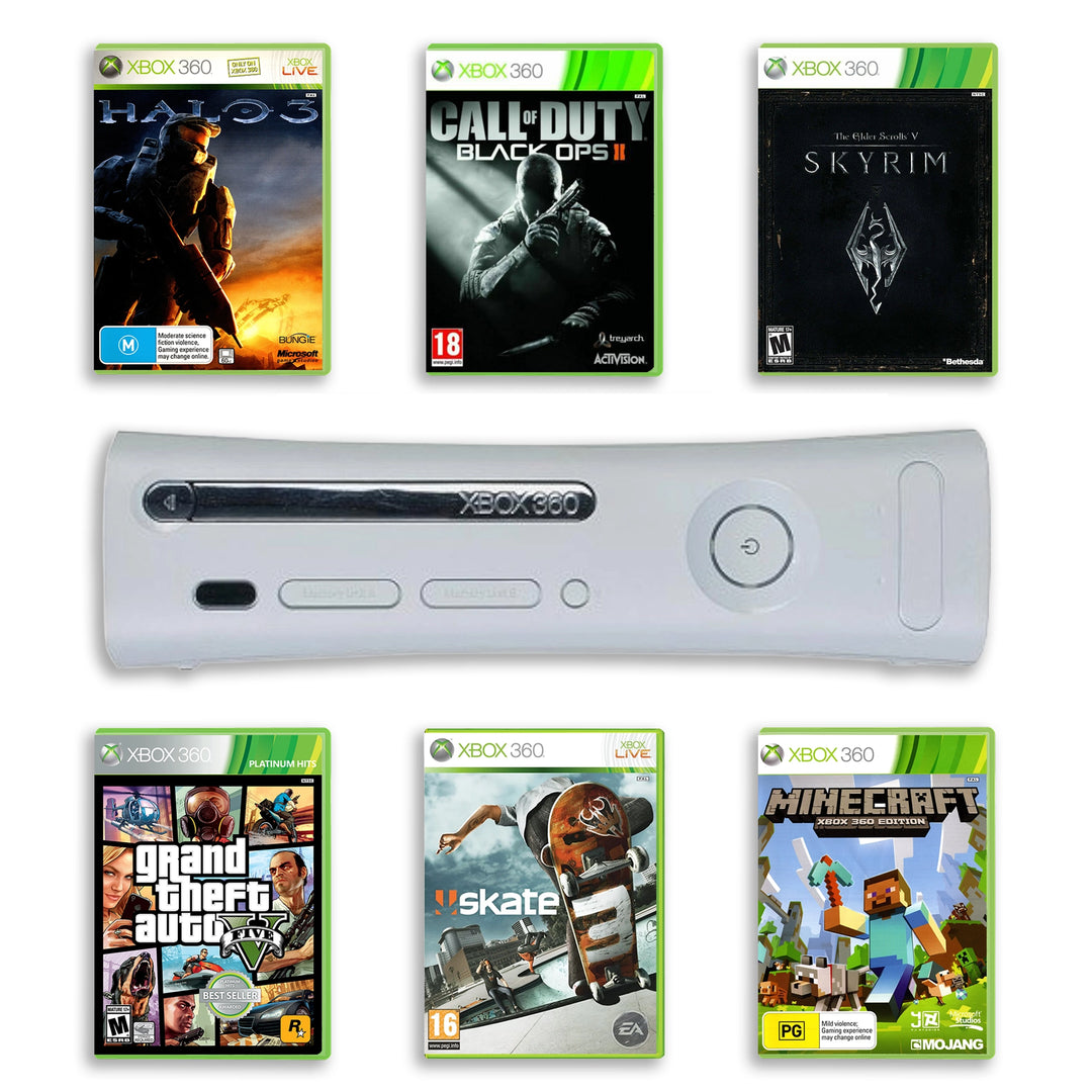 Microsoft Xbox 360 Elite Console White with Top games