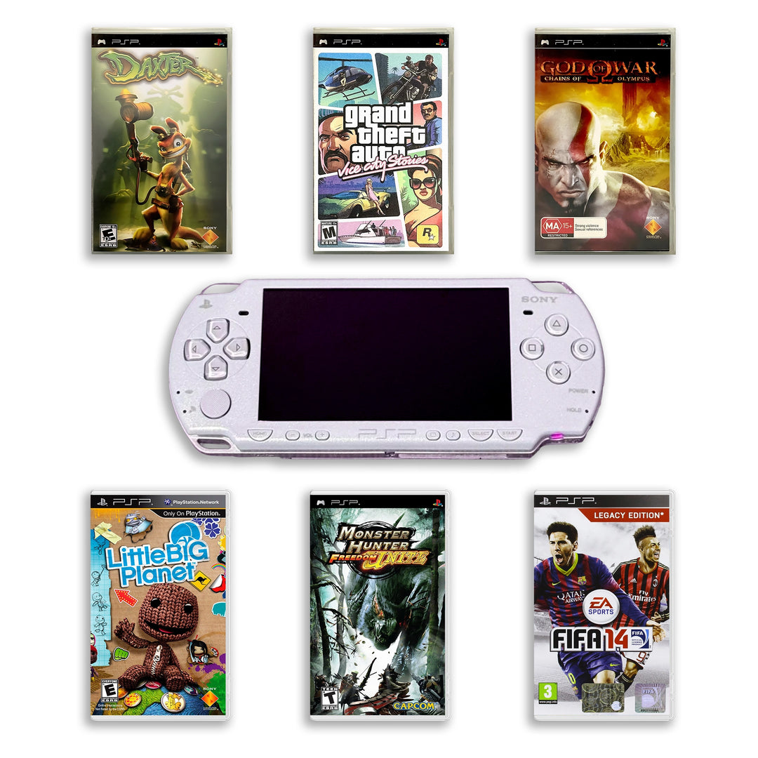PlayStation Portable PSP 2000 Console Blue Lavander with Top Games