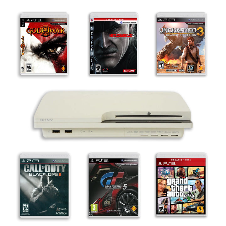 Sony PlayStation 3 Slim Console White with Top Views