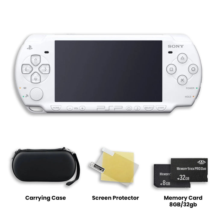PlayStation Portable PSP 2000 Console Blue White Carrying Case, Screen Protector and Memory Card
