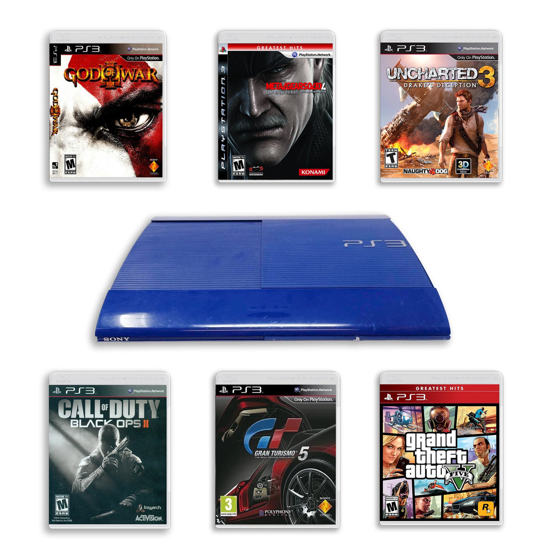 Sony PlayStation 3 Super Slim Console Blue with Top Games