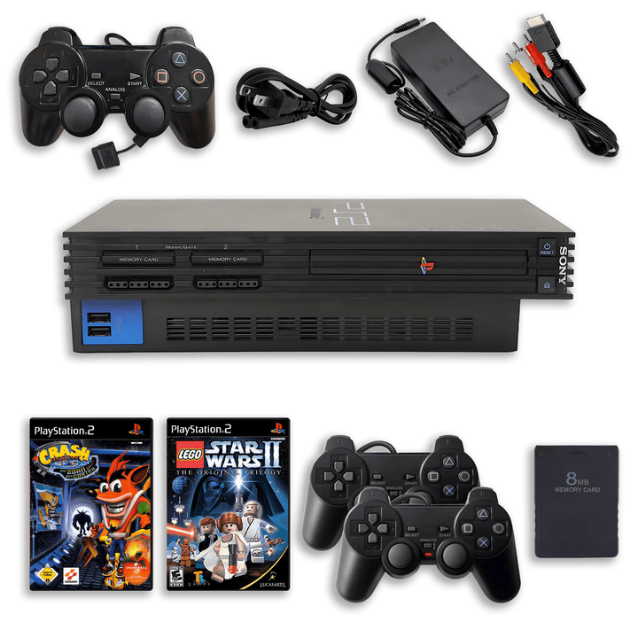 PlayStation 2 Family Fun Bundle – Lego Star Wars & Crash Bandicoot – 2 Controllers, Memory Card