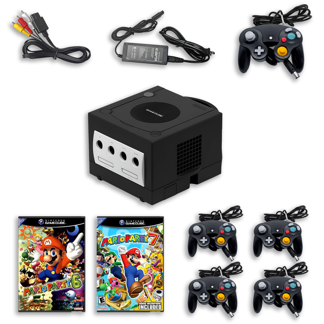 GameCube Family Fun Bundle – Mario Party 6 & Mario Party 7 – 4 Controllers