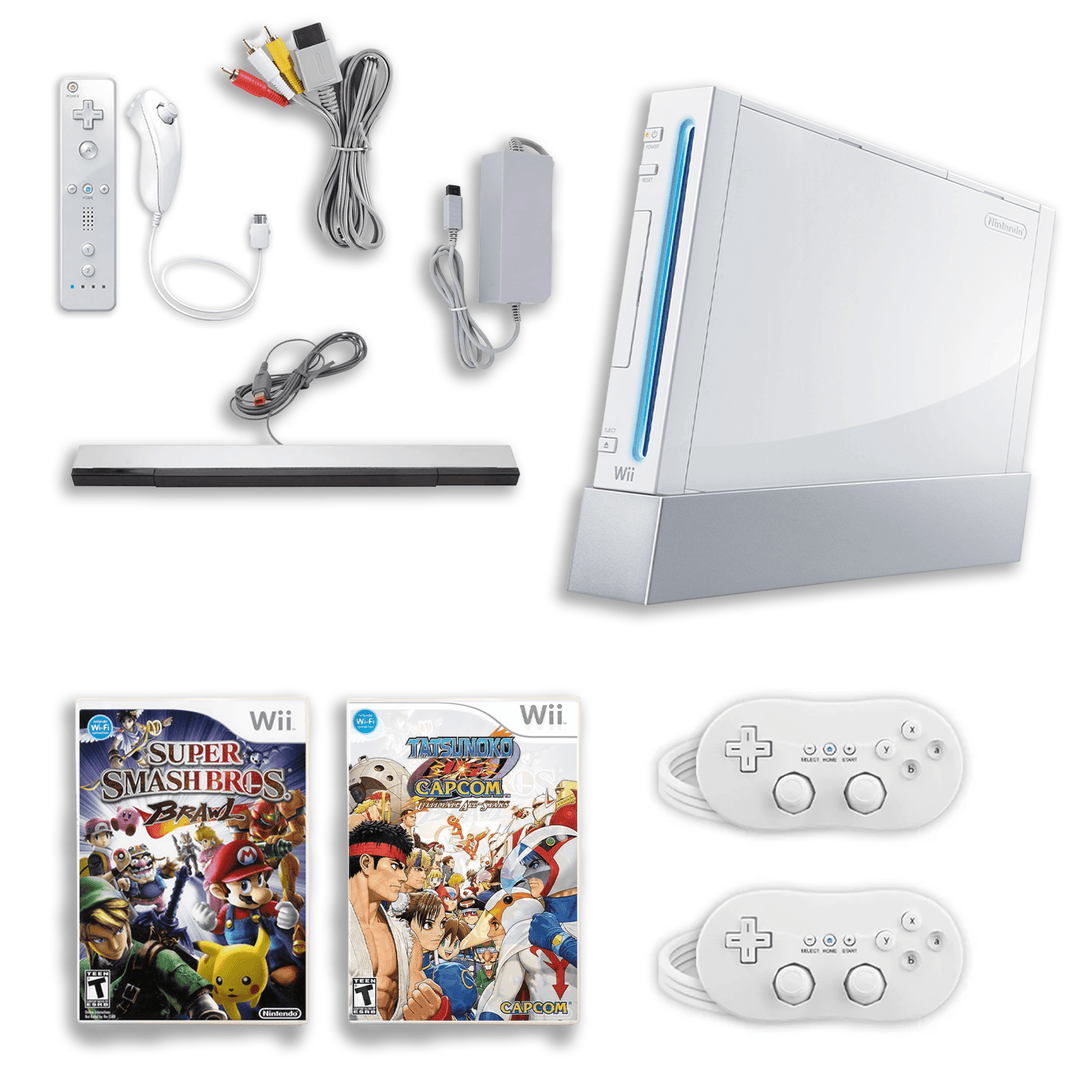 Colección de juegos de lucha para Nintendo Wii – Super Smash Bros. Brawl y Tatsunoko vs. Capcom – 2 controles clásicos (o controles de GameCube)