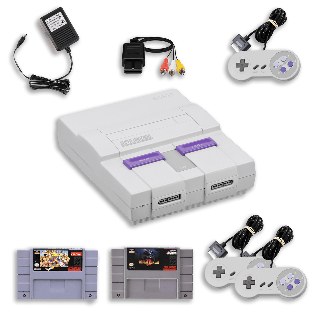 Collection de jeux de combat SNES – Street Fighter II Turbo et Mortal Kombat II – 2 manettes